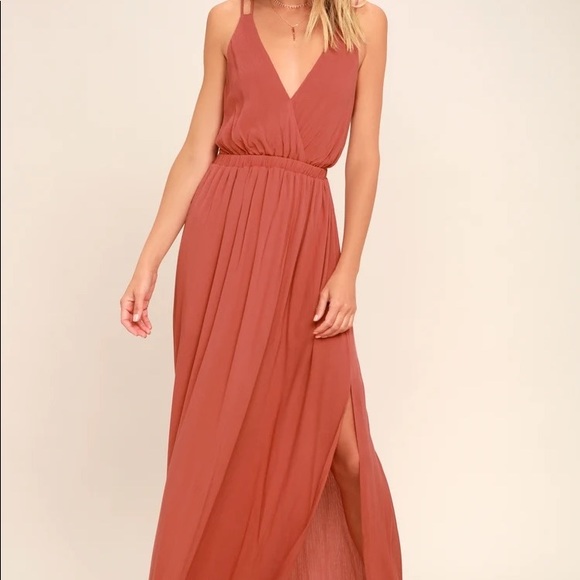 NWT Lulus Lost in Paradise Rusty Rose Dress - Picture 3 of 8